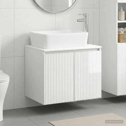 Bathroom Furniture Set High Gloss White Engineered Wood
