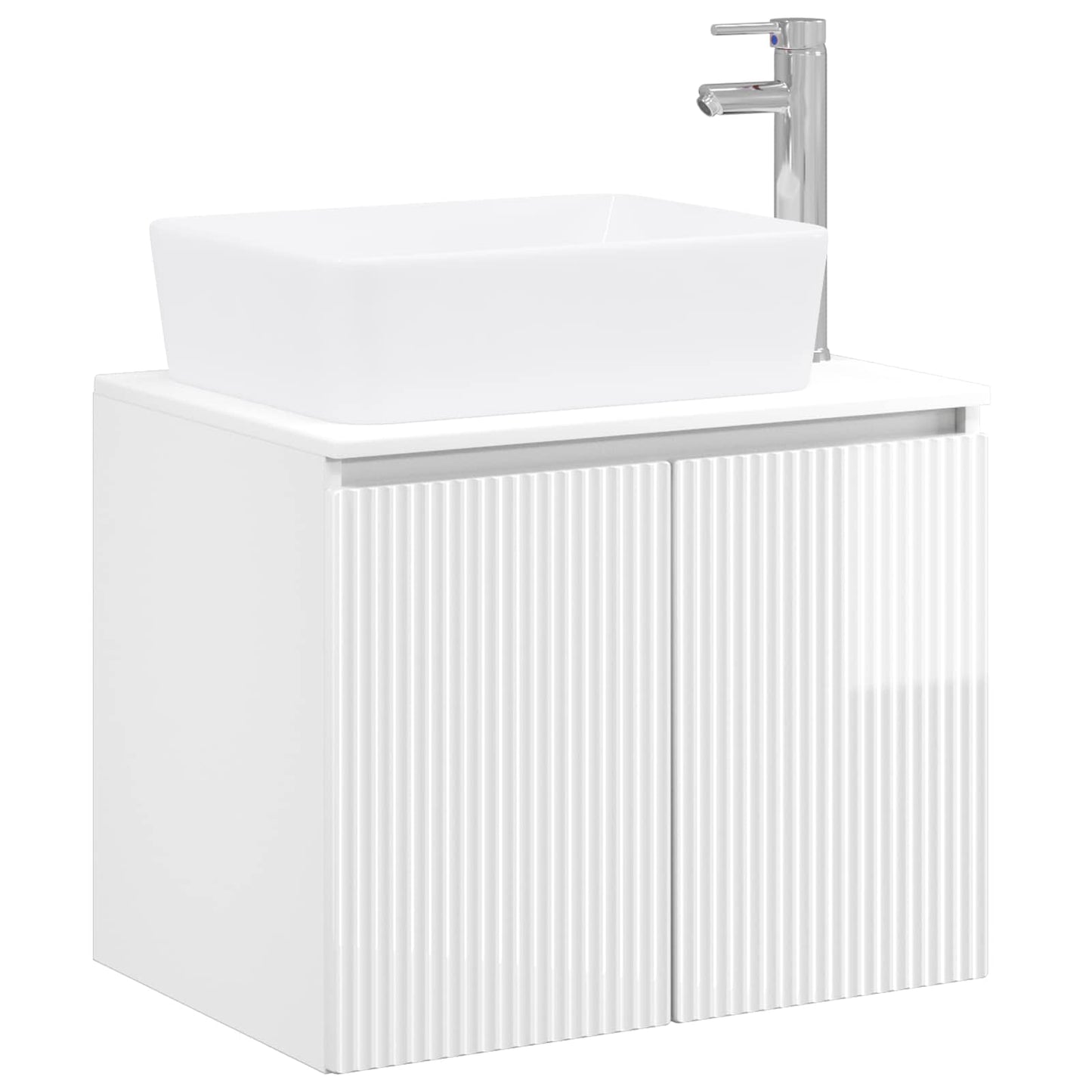 Bathroom Furniture Set High Gloss White Engineered Wood