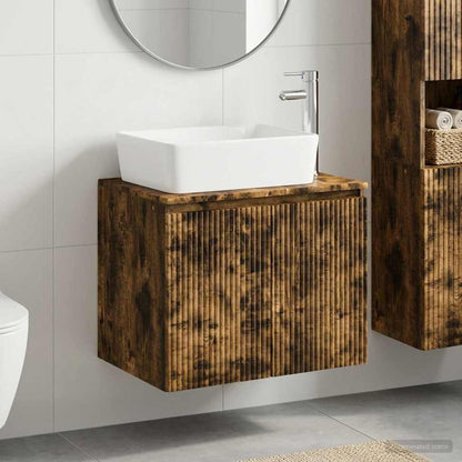 Bathroom Furniture Set Smoked Oak Engineered Wood