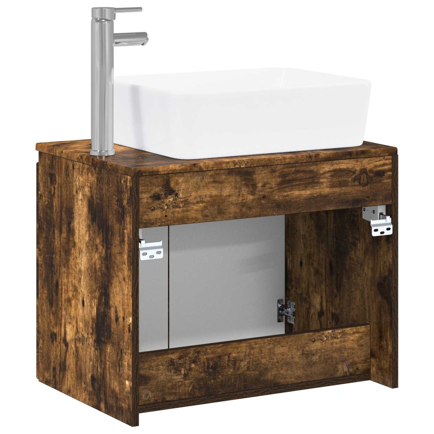 Bathroom Furniture Set Smoked Oak Engineered Wood