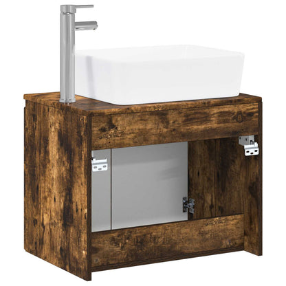 Bathroom Furniture Set Smoked Oak Engineered Wood