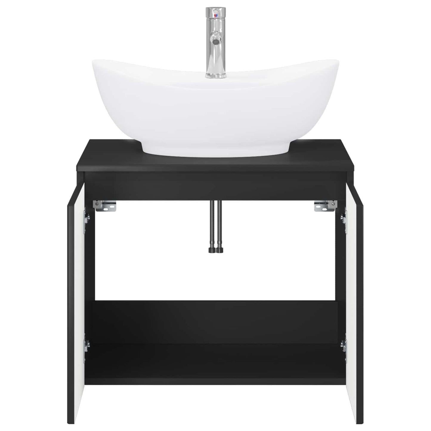 Bathroom Furniture Set Black Engineered Wood