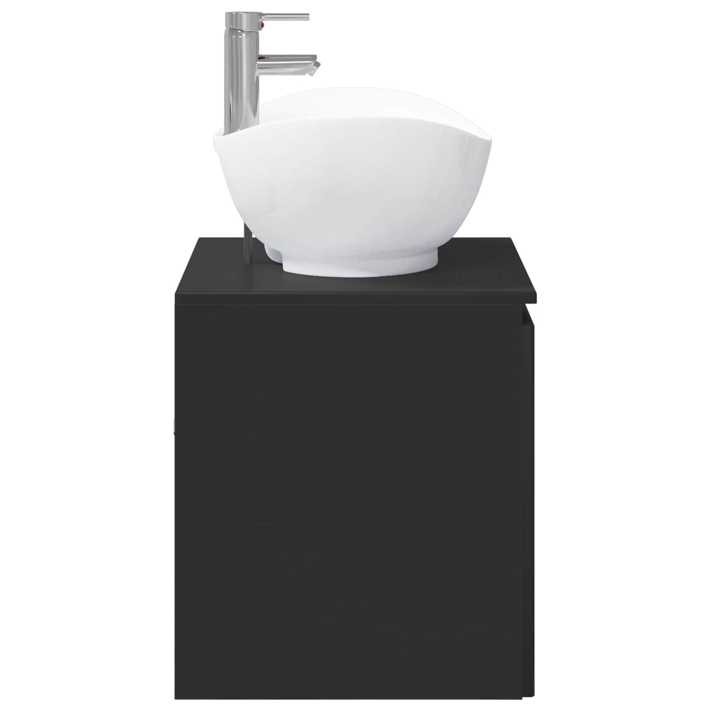 Bathroom Furniture Set Black Engineered Wood
