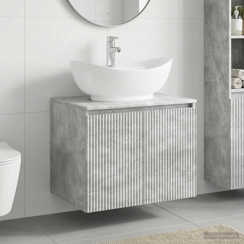 Bathroom Furniture Set Concrete Grey Engineered Wood