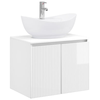 Bathroom Furniture Set High Gloss White Engineered Wood