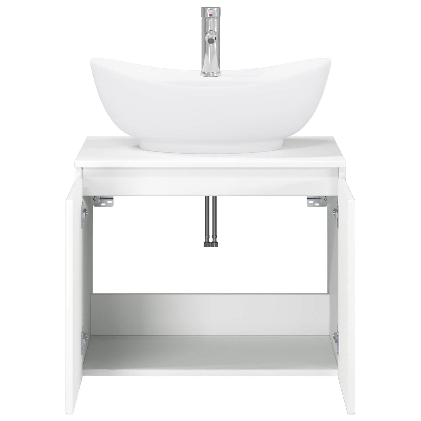 Bathroom Furniture Set High Gloss White Engineered Wood