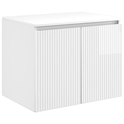 Bathroom Furniture Set High Gloss White Engineered Wood
