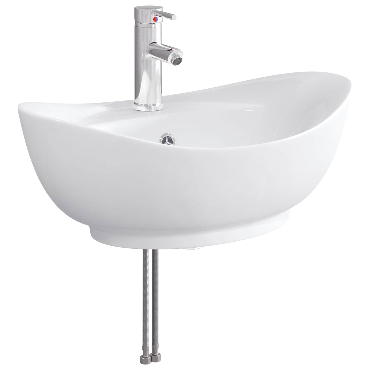 Bathroom Furniture Set High Gloss White Engineered Wood
