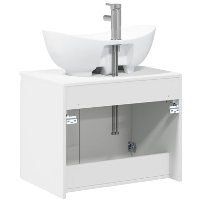 Bathroom Furniture Set High Gloss White Engineered Wood