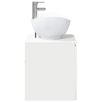Bathroom Furniture Set High Gloss White Engineered Wood