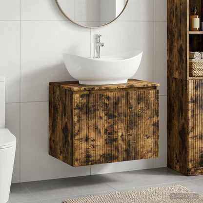 Bathroom Furniture Set Smoked Oak Engineered Wood