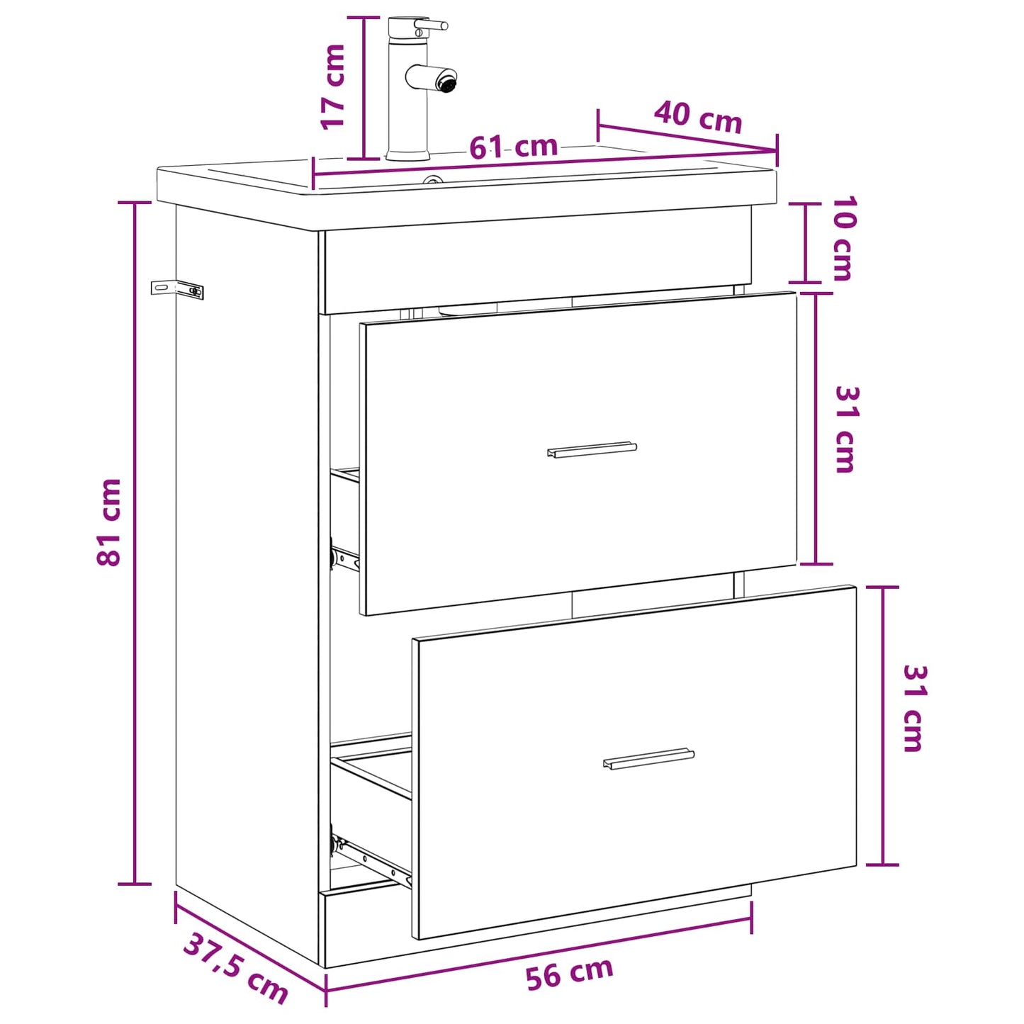 Bathroom Furniture Set Old Wood 61 x 40 x 84.5 cm