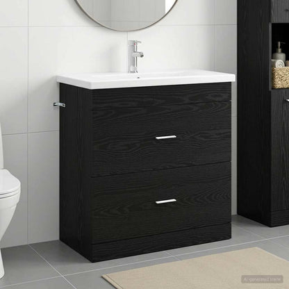 Bathroom Furniture Set Black Oak 81 x 40 x 84.5 cm