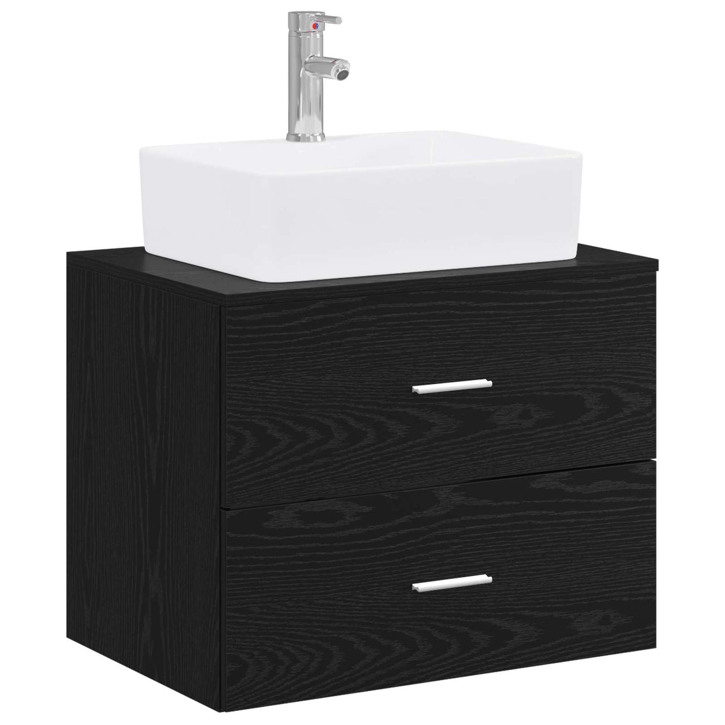 Bathroom Furniture Set Black Oak Engineered Wood