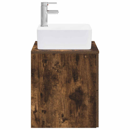 Bathroom Furniture Set Smoked Oak Engineered Wood