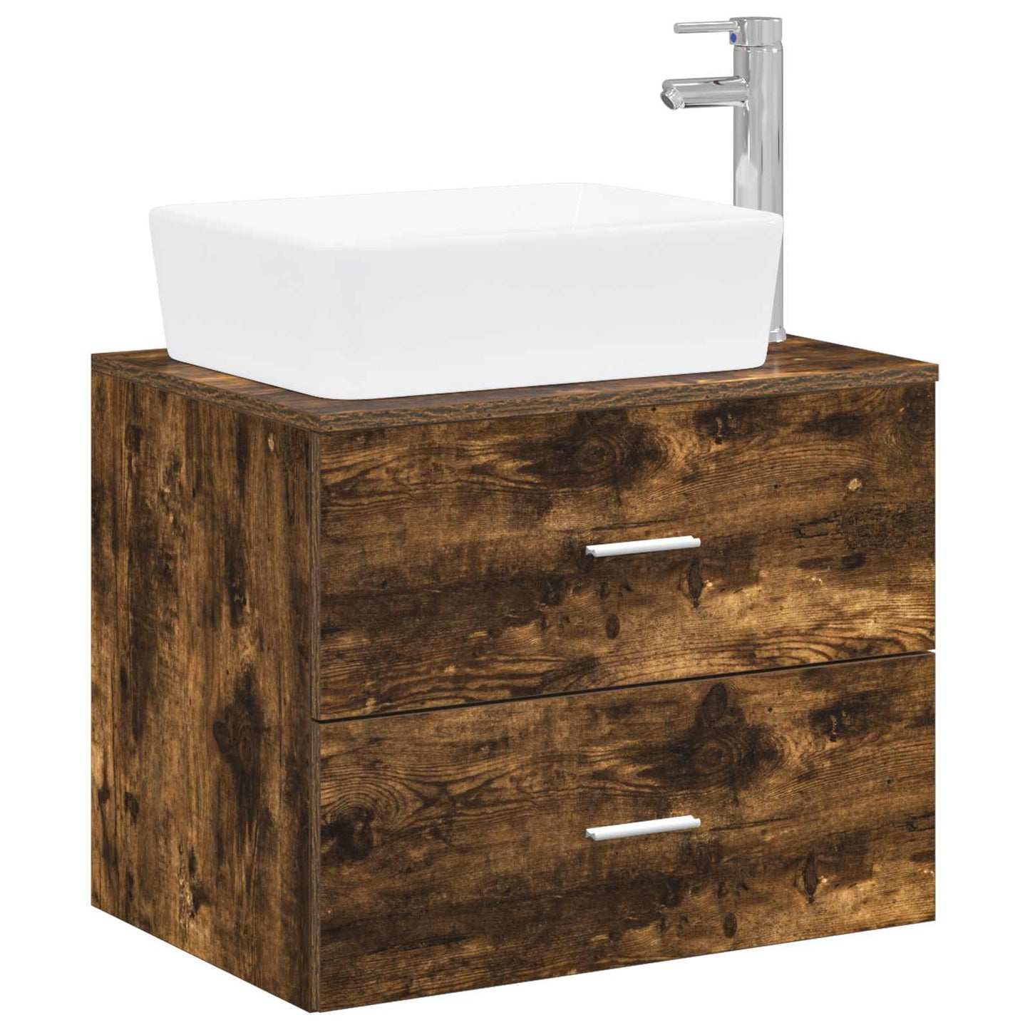 Bathroom Furniture Set Smoked Oak Engineered Wood