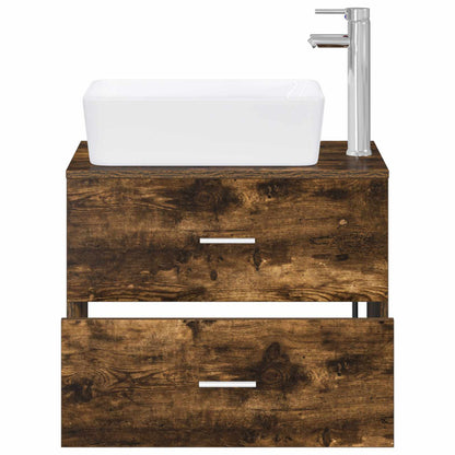 Bathroom Furniture Set Smoked Oak Engineered Wood