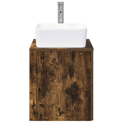 Bathroom Furniture Set Smoked Oak Engineered Wood