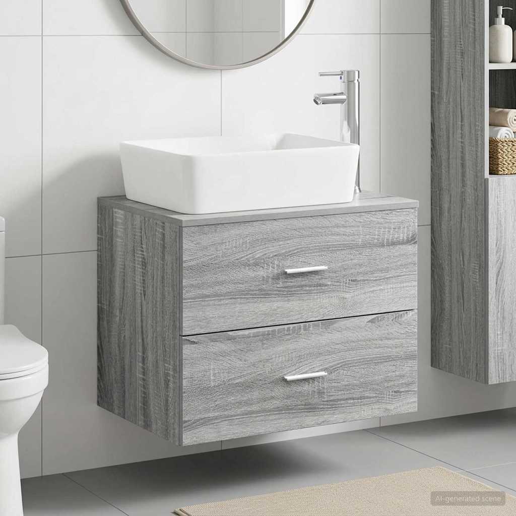 Bathroom Furniture Set Grey Sonoma Engineered Wood