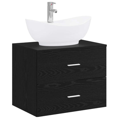 Bathroom Furniture Set Black Oak Engineered Wood
