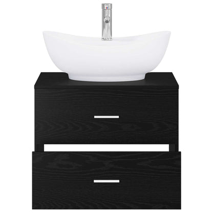Bathroom Furniture Set Black Oak Engineered Wood