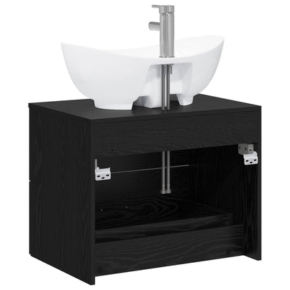 Bathroom Furniture Set Black Oak Engineered Wood