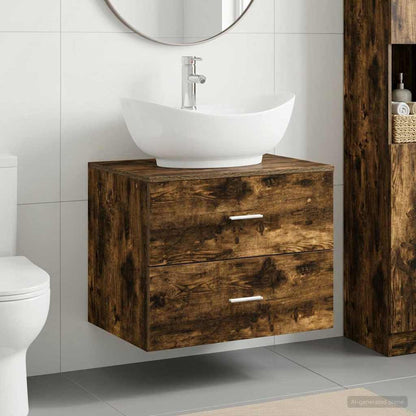Bathroom Furniture Set Smoked Oak Engineered Wood