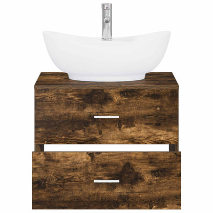 Bathroom Furniture Set Smoked Oak Engineered Wood