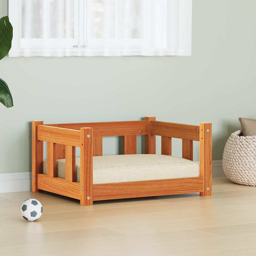 Dog Bed with Storage Wax Brown 55 x 45 x 28 cm Solid Pine Wood