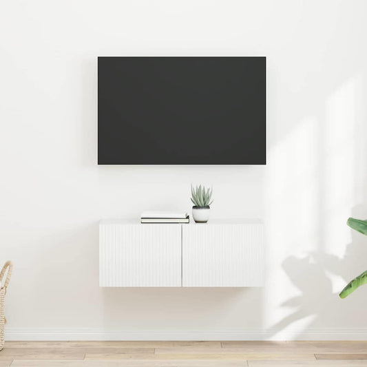 TV Wall Cabinet 2 pcs Gloss White Engineered Wood
