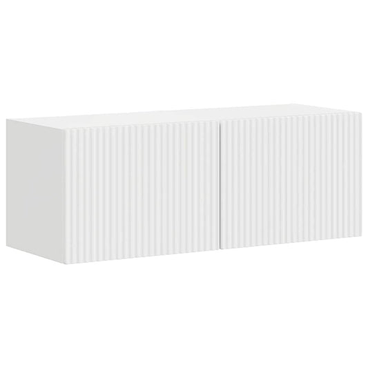 TV Wall Cabinet 2 pcs Gloss White Engineered Wood