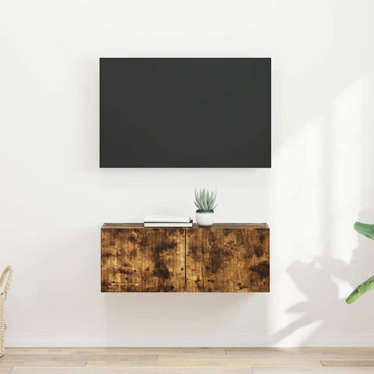 TV Wall Cabinet 2 pcs Smoked Oak Engineered Wood