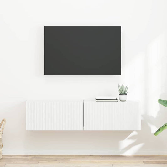TV Wall Cabinet 2 pcs White Engineered Wood
