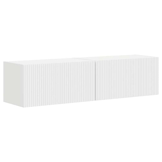 TV Wall Cabinet 2 pcs White Engineered Wood