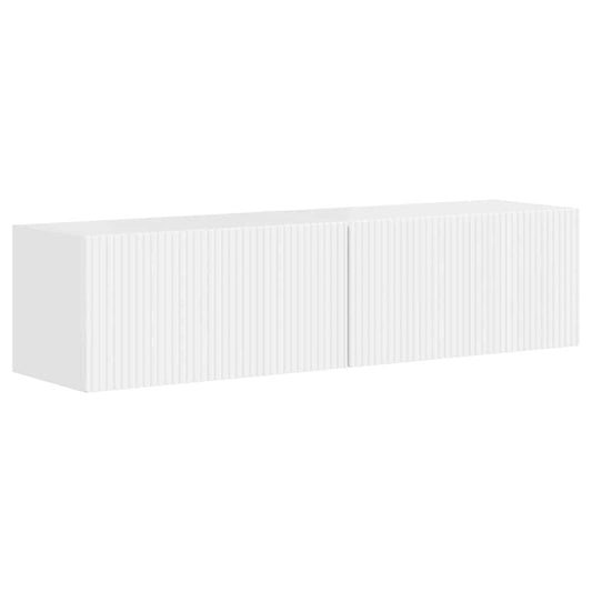 TV Wall Cabinet 2 pcs Gloss White Engineered Wood