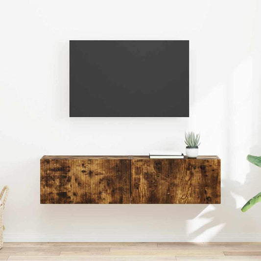 TV Wall Cabinet 2 pcs Smoked Oak Engineered Wood