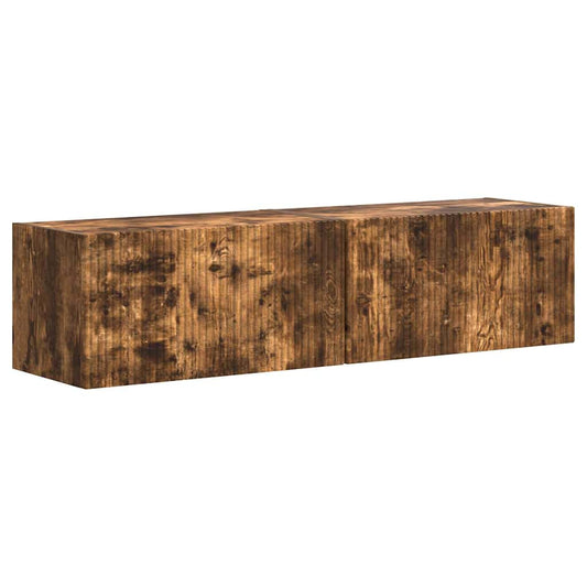 TV Wall Cabinet 2 pcs Smoked Oak Engineered Wood
