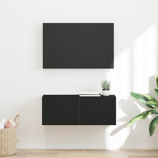 TV Wall Cabinet 78.5 x 31 x 29.5 cm Black Engineered Wood