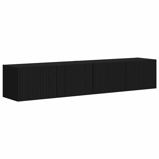TV Wall Cabinet 2 pcs Black Engineered Wood