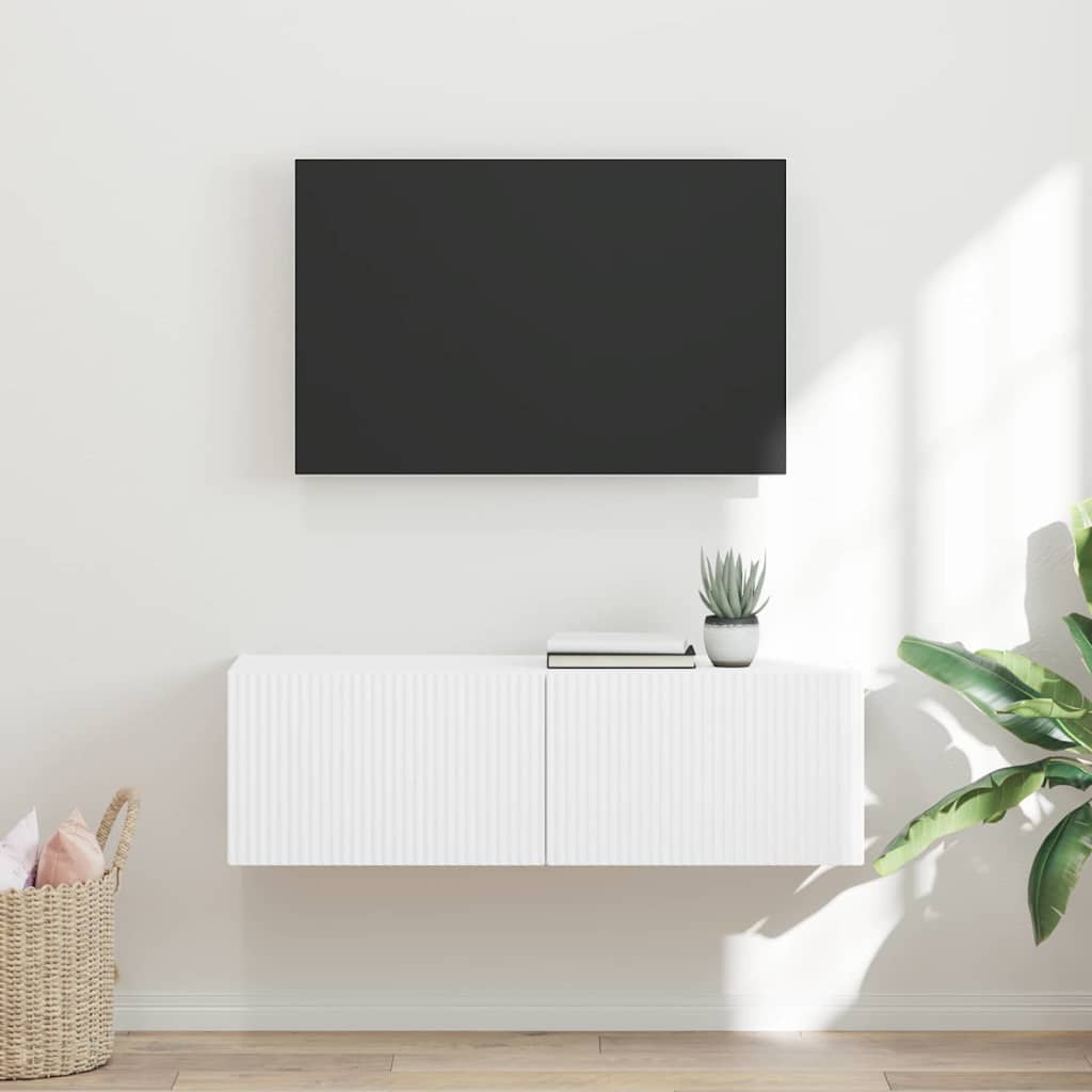 TV Wall Cabinet 98 x 31 x 29.5 cm White Engineered Wood