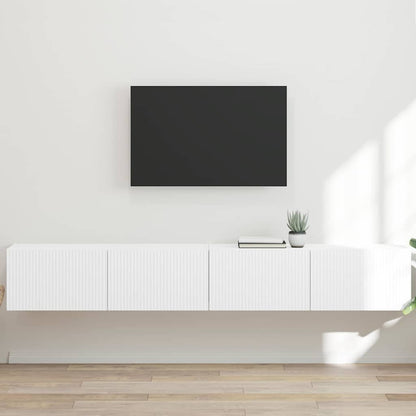 TV Wall Cabinet 2 pcs White Engineered Wood