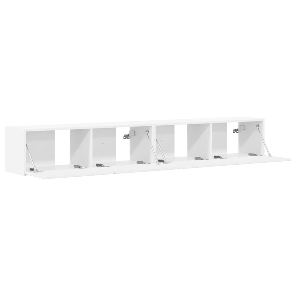 TV Wall Cabinet 2 pcs White Engineered Wood