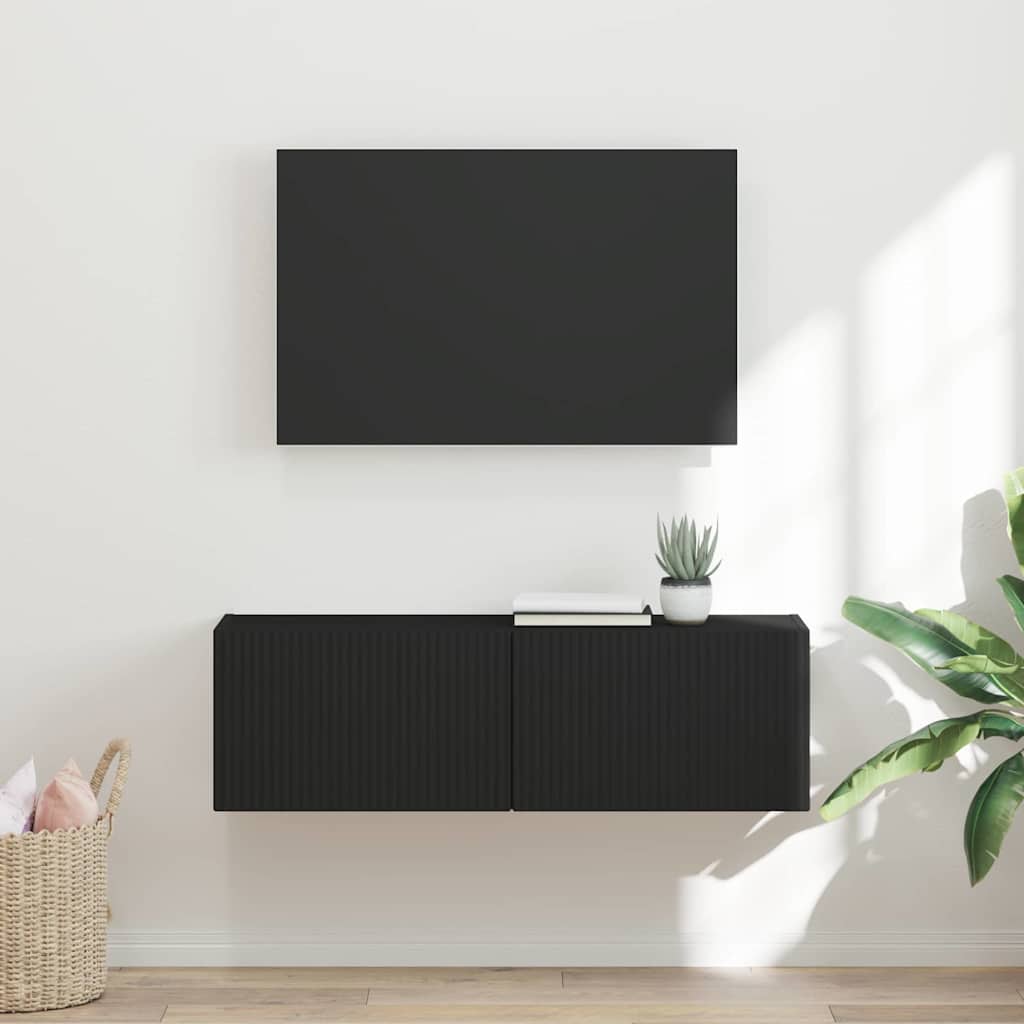 TV Wall Cabinet 98 x 31 x 29.5 cm Black Engineered Wood