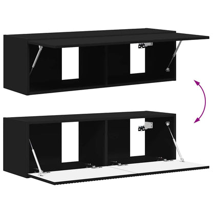 TV Wall Cabinet 98 x 31 x 29.5 cm Black Engineered Wood