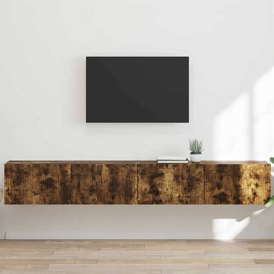 TV Wall Cabinet 2 pcs Smoked Oak Engineered Wood