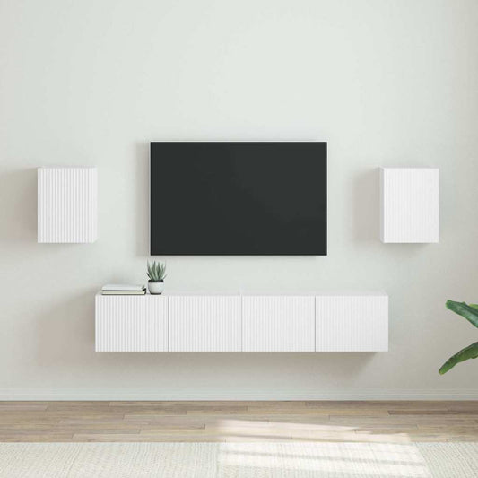 TV Wall Cabinet 2 pcs White Engineered Wood