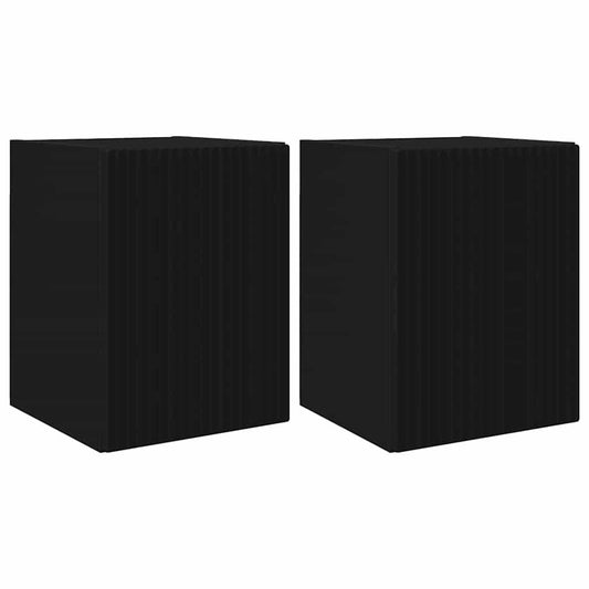 TV Wall Cabinet 2 pcs Black Engineered Wood