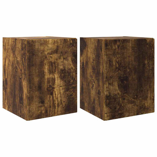 TV Wall Cabinet 2 pcs Smoked Oak Engineered Wood