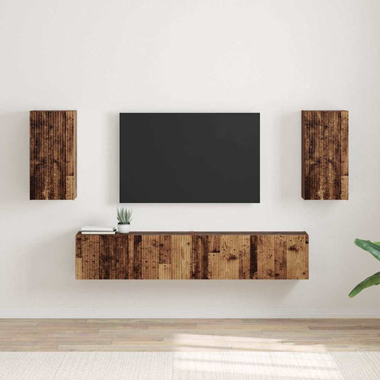 TV Wall Cabinet 2 pcs Old Wood Engineered Wood