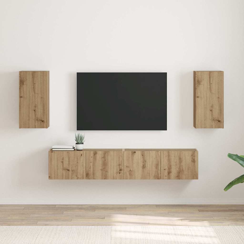 TV Wall Cabinet 2 pcs Artisian Oak Engineered Wood